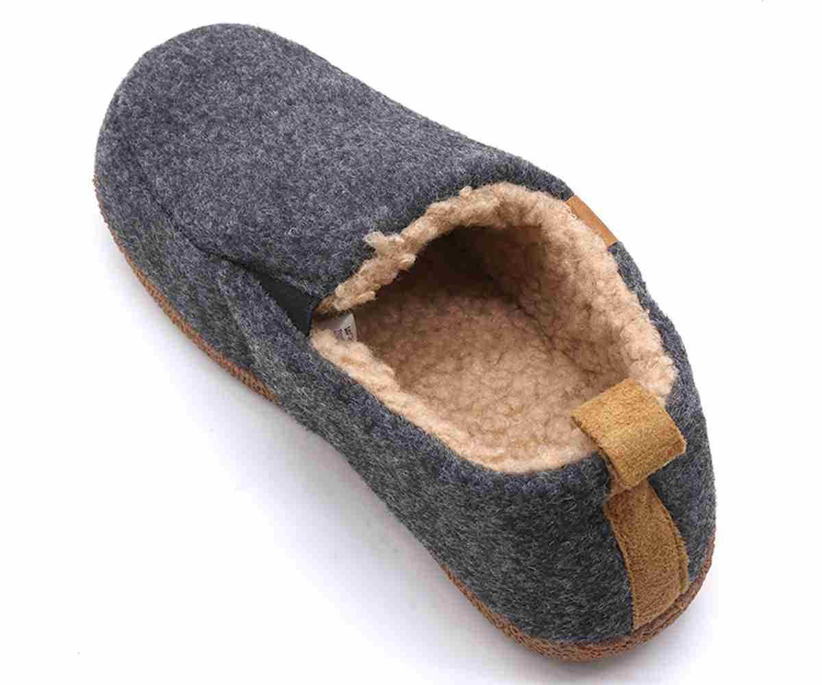 Dark Grey Wool Slippers