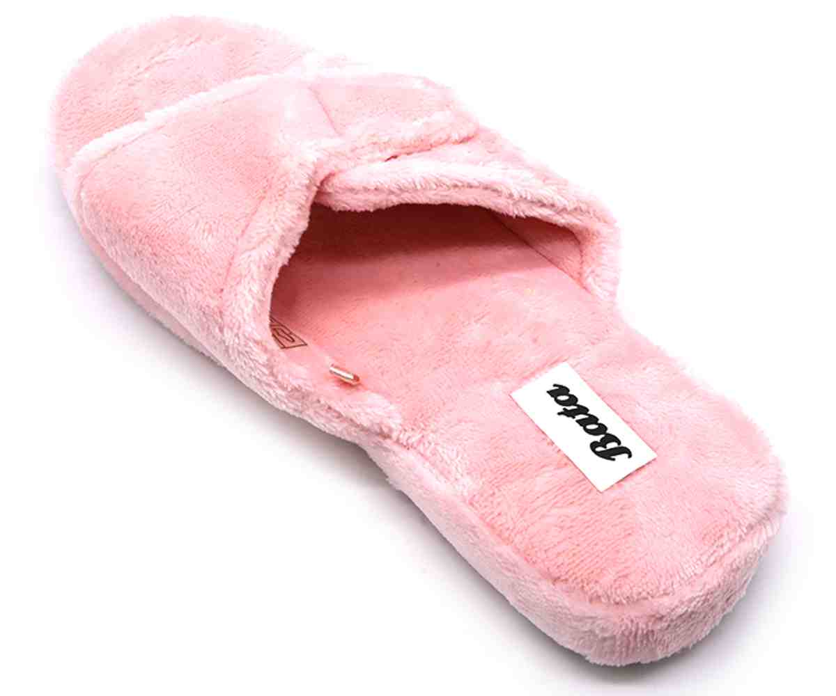 Pink Wool Velcro Slippers