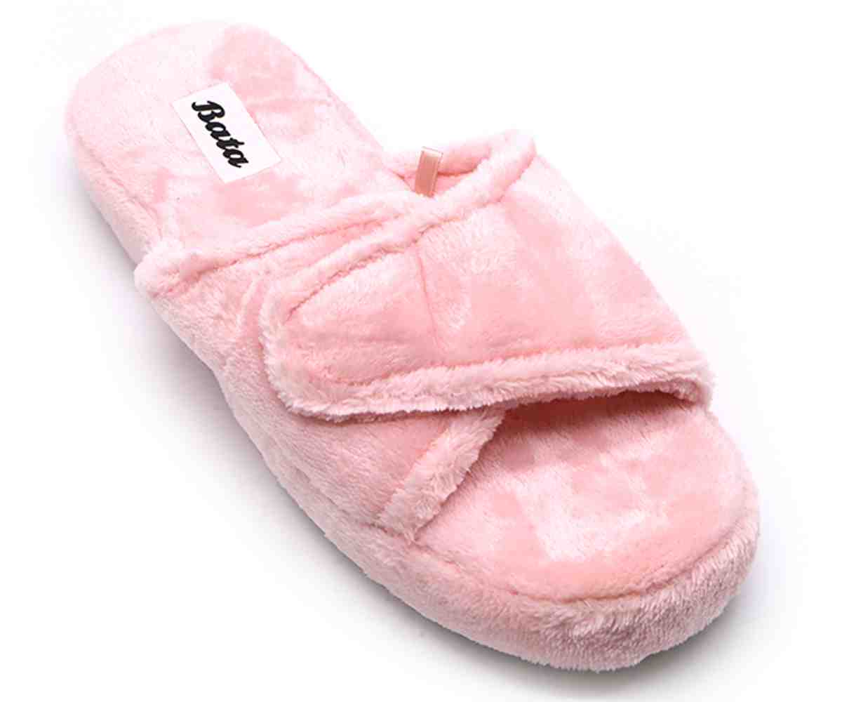 Pink Wool Velcro Slippers