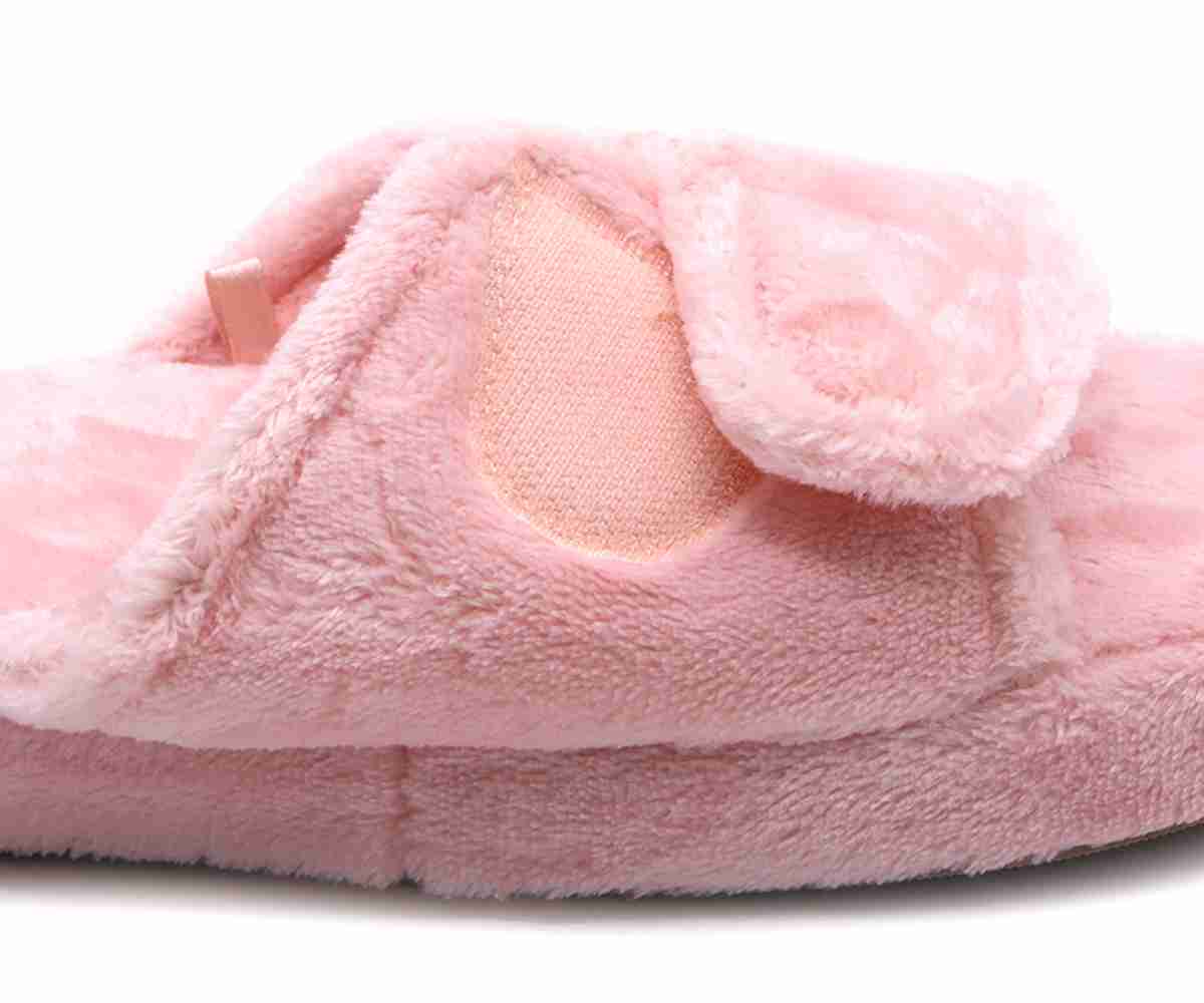 Pink Wool Velcro Slippers