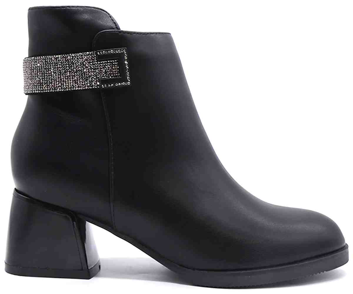 Black Embellished Ankle Booties