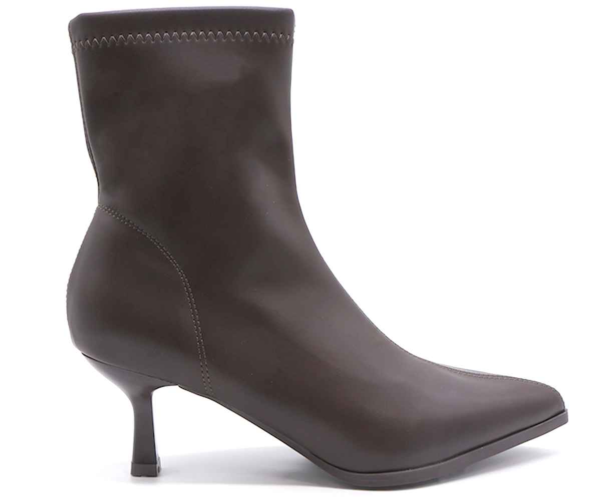 Brown Stretch Stiletto Booties