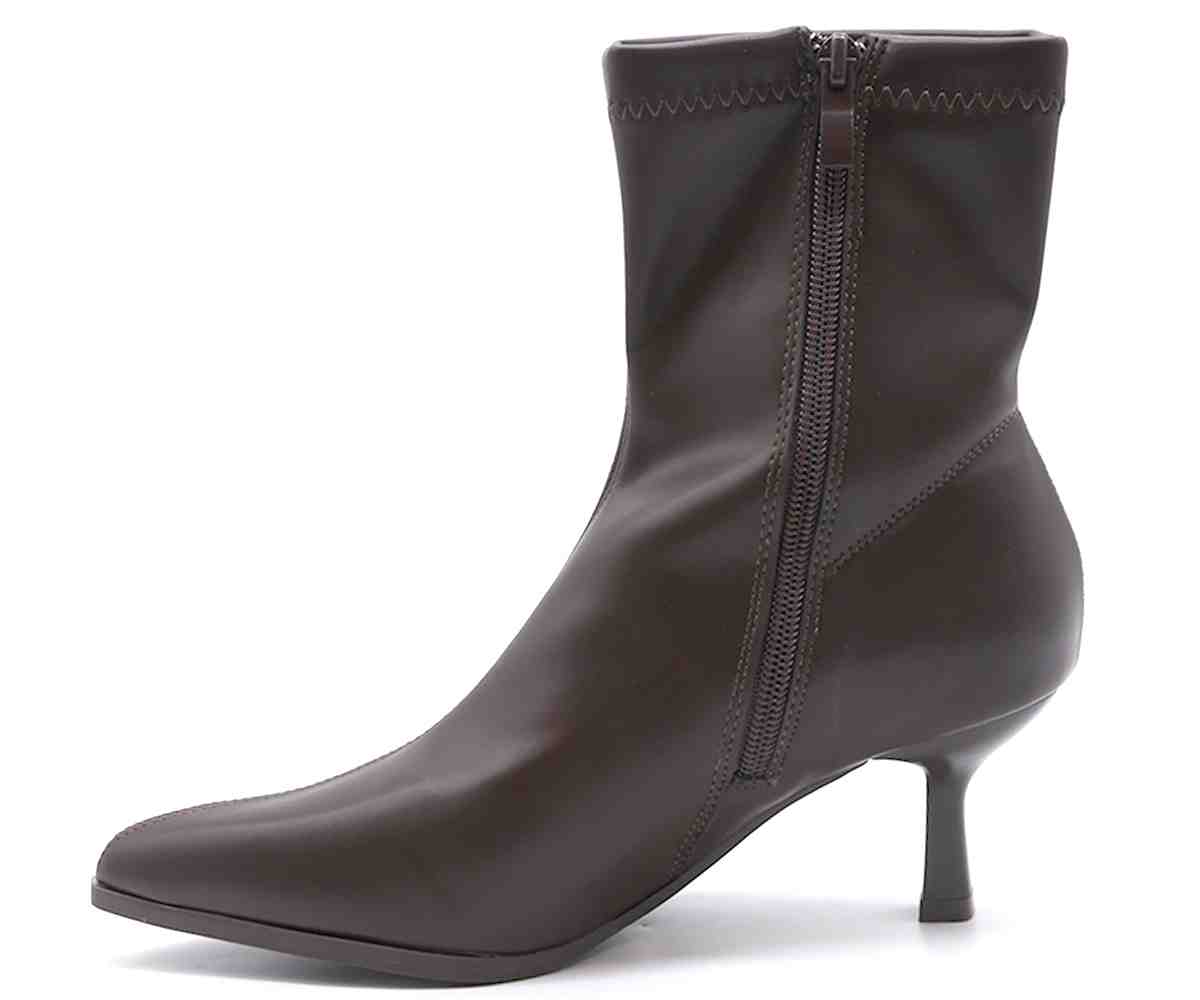 Brown Stretch Stiletto Booties