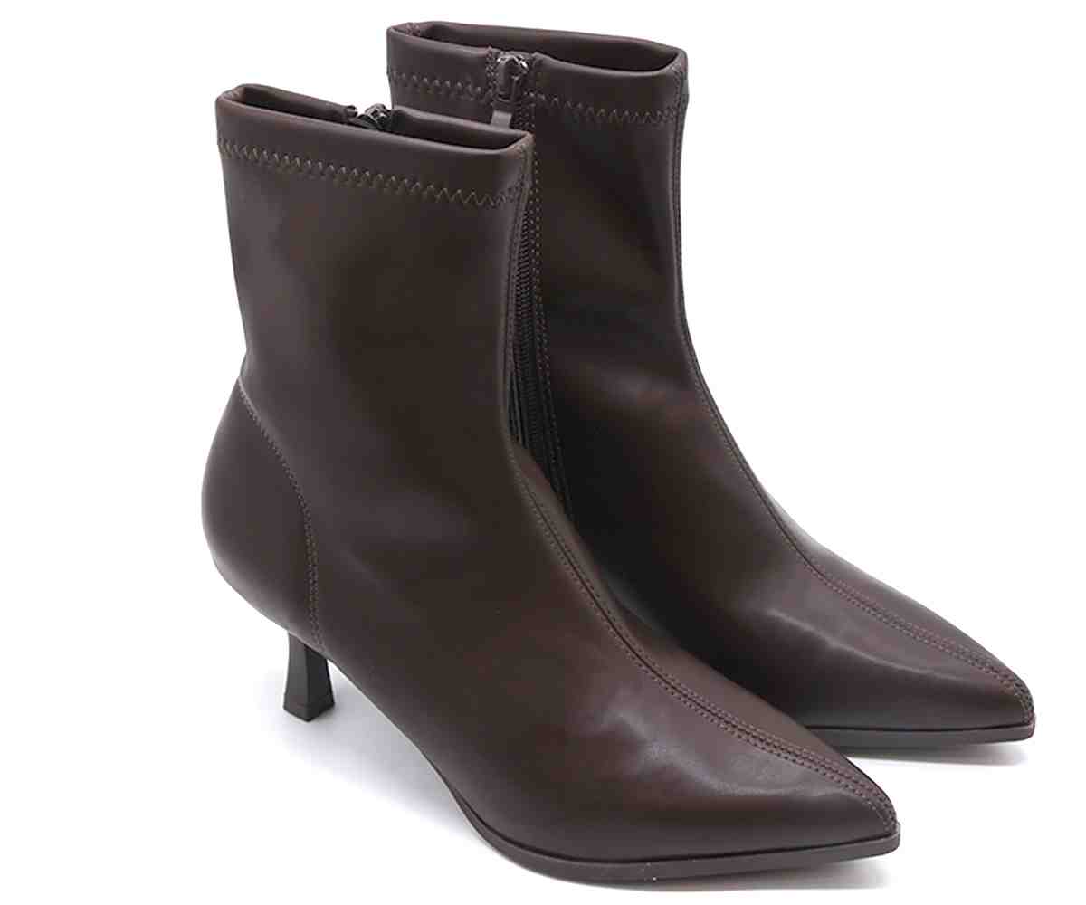 Brown Stretch Stiletto Booties
