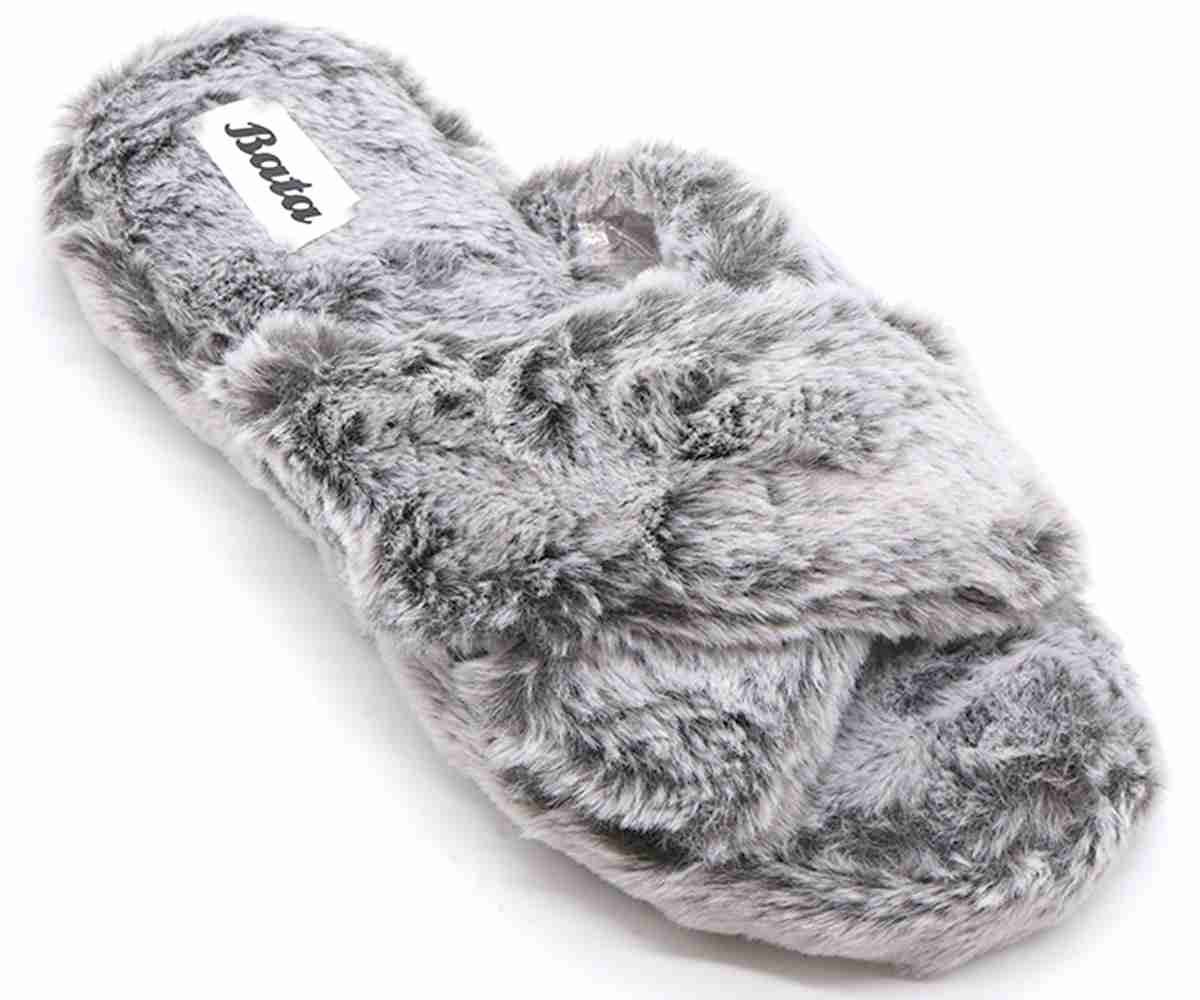 Grey Criss Cross  House Slippers