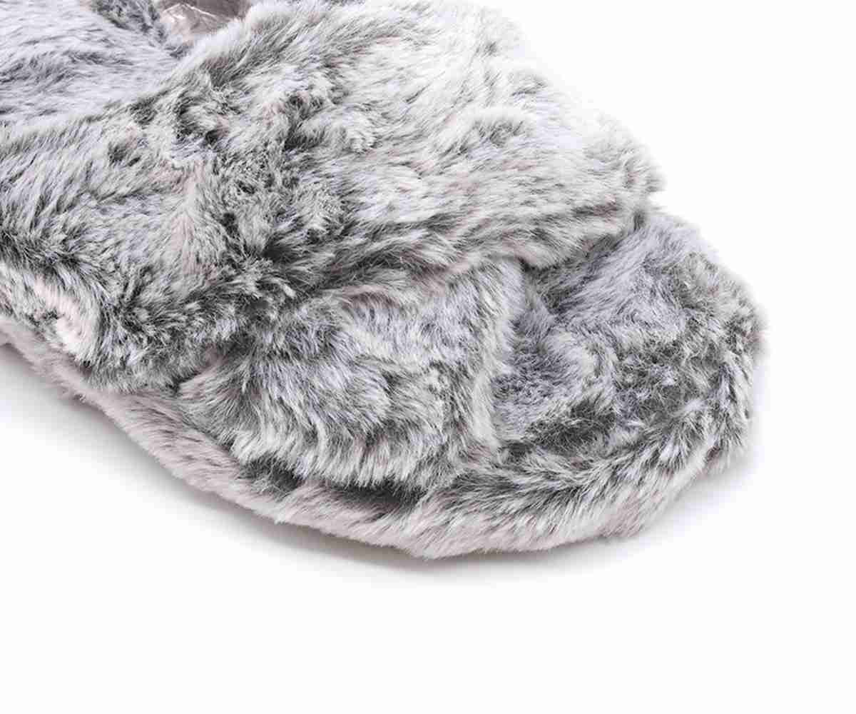 Grey Criss Cross  House Slippers