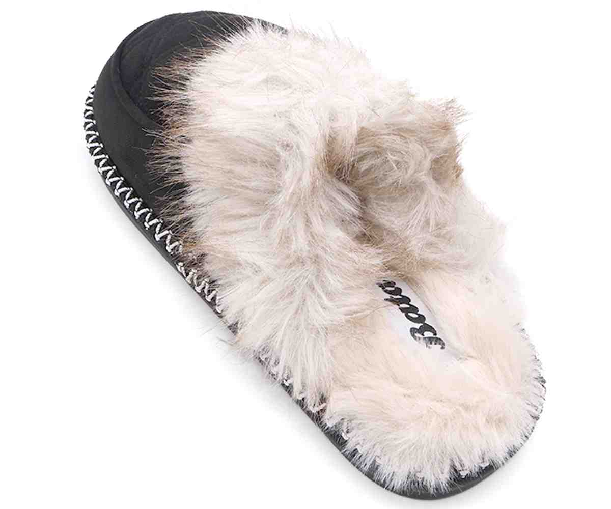 Black Capitone Furry  Slippers