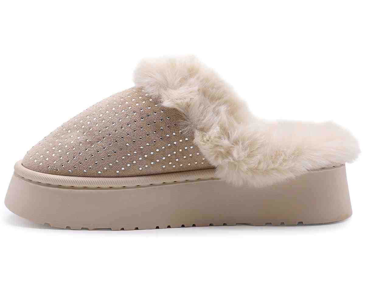 Sparkly Beige Platform Slipper
