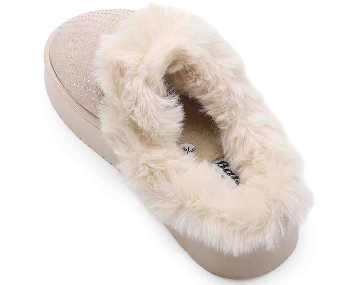 Sparkly Beige Platform Slipper
