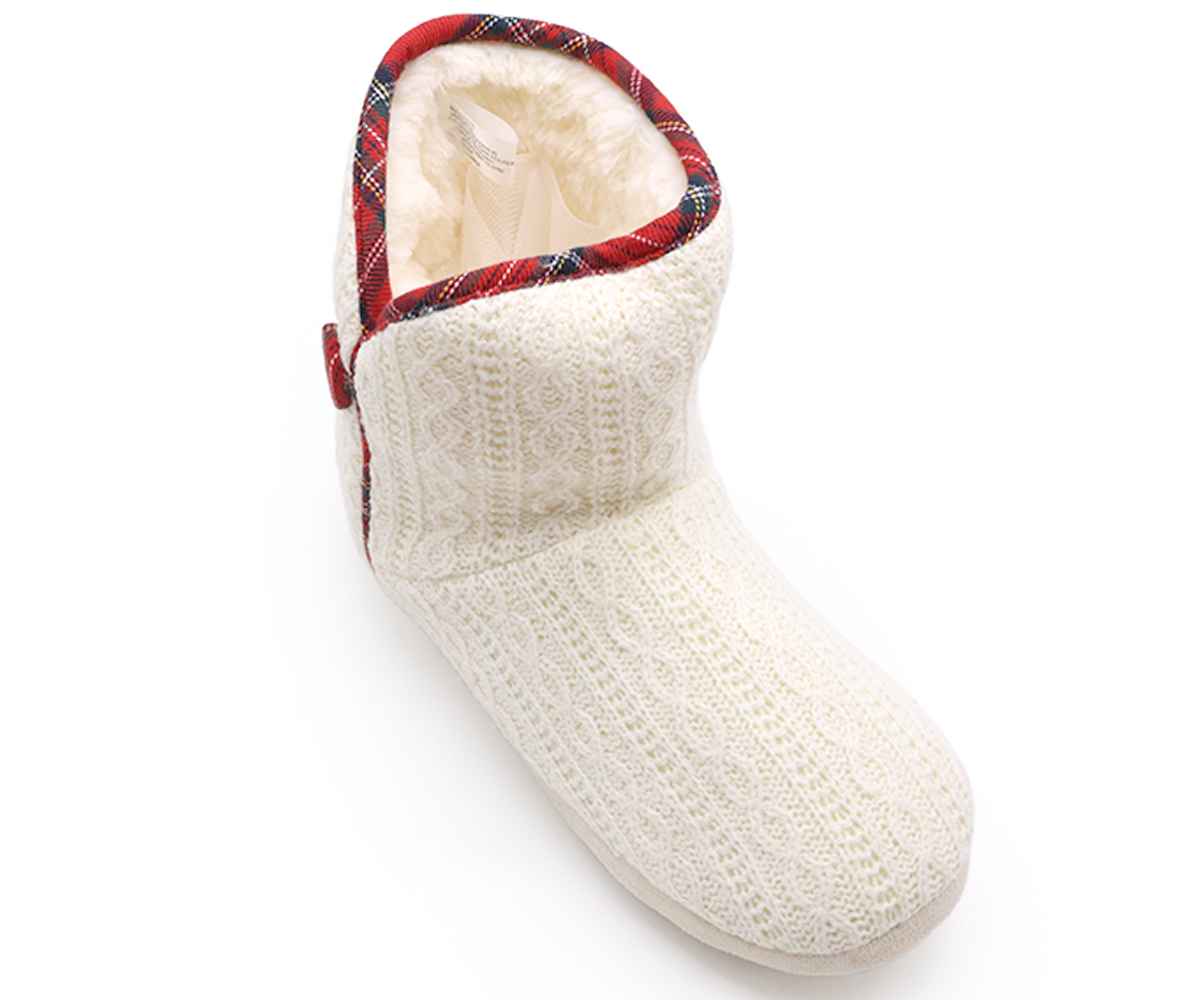 Cream Fleece Bootie Slippers