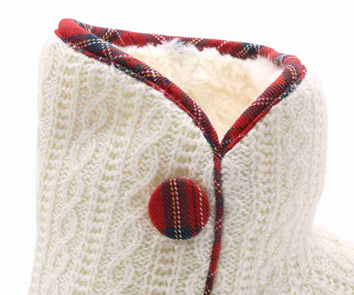 Cream Fleece Bootie Slippers