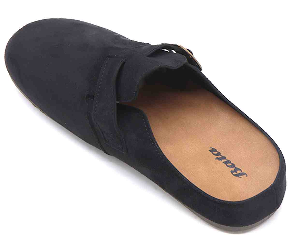 Buckled Black Suede Slide