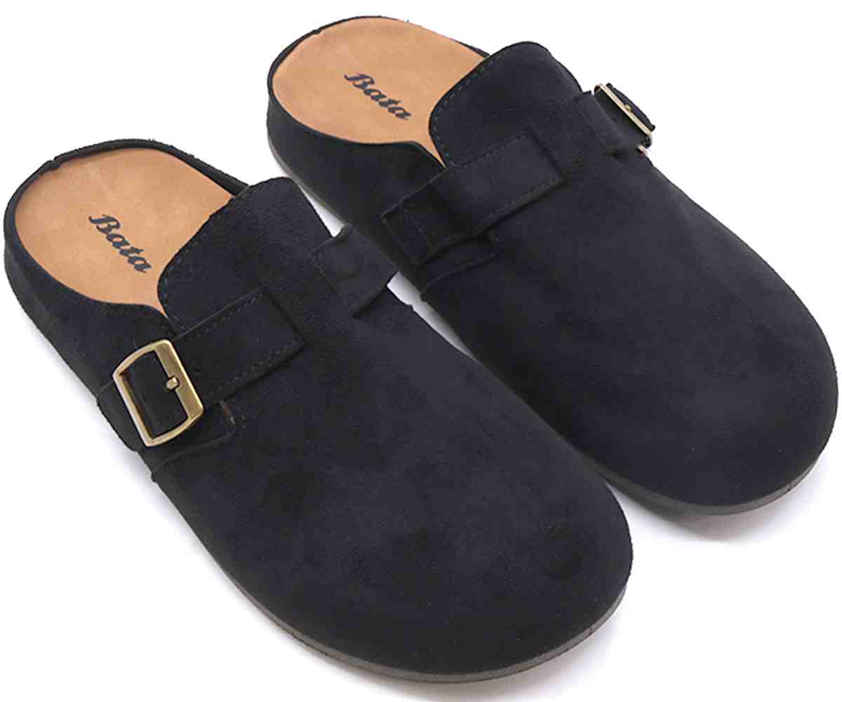 Buckled Black Suede Slide