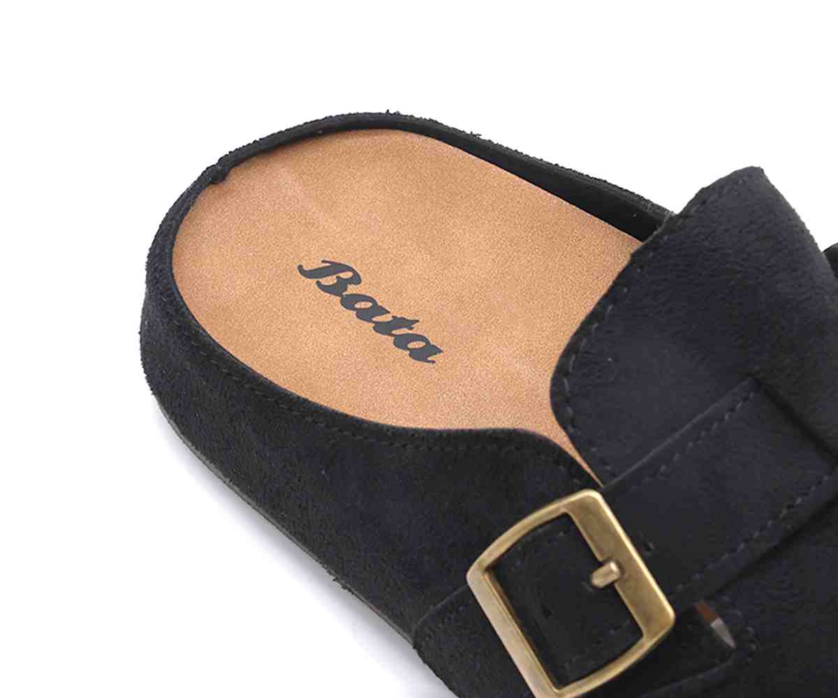 Buckled Black Suede Slide