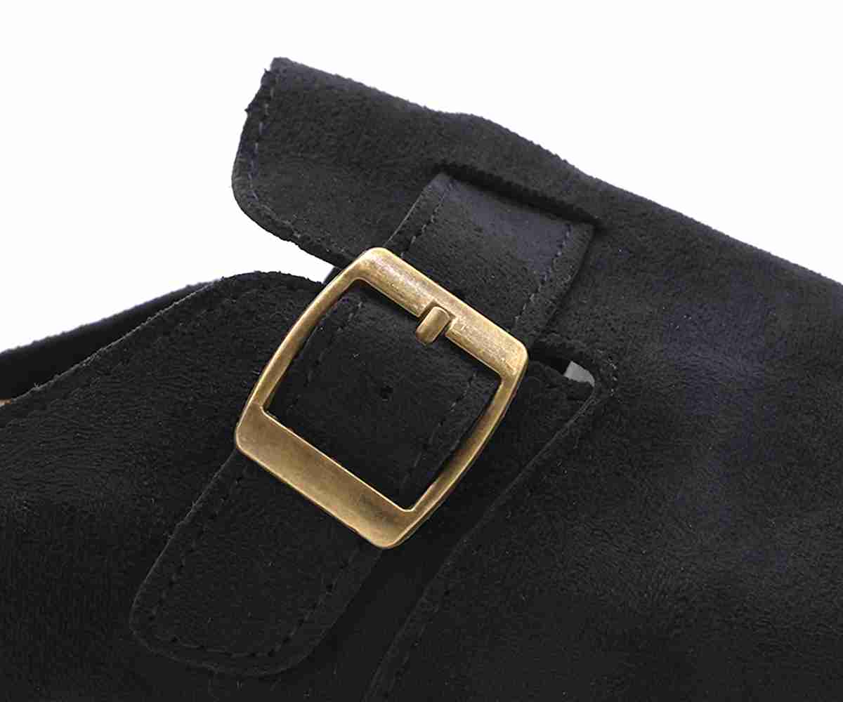 Buckled Black Suede Slide