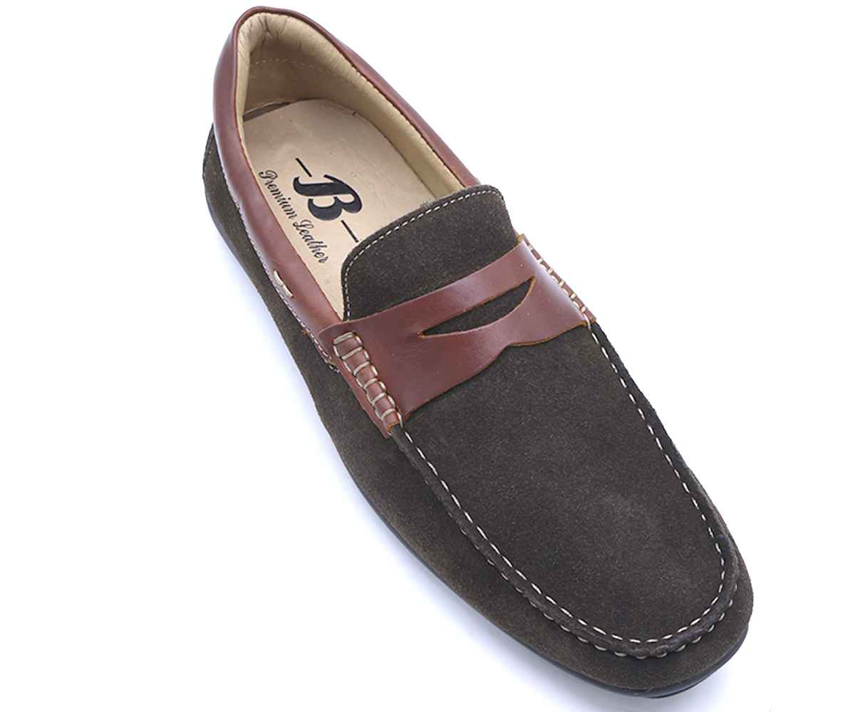 B Premium Brown Suede Penny Moccasin