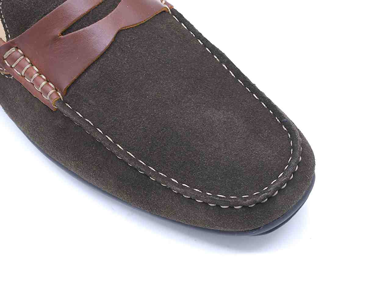 B Premium Brown Suede Penny Moccasin