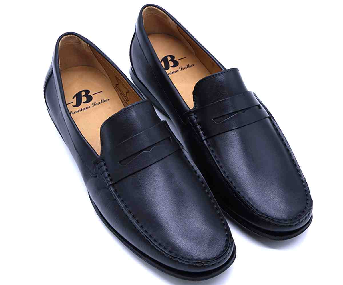 B Premium Black Penny Moccasin