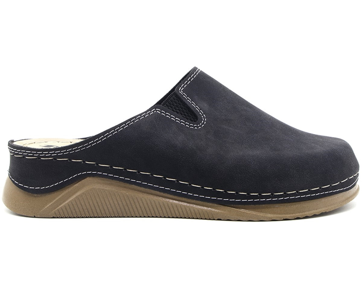 black nubuck wedge mule