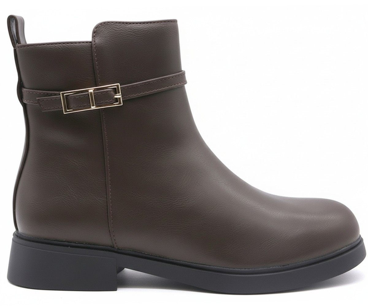 Brown Gold Accent Ankle Boot