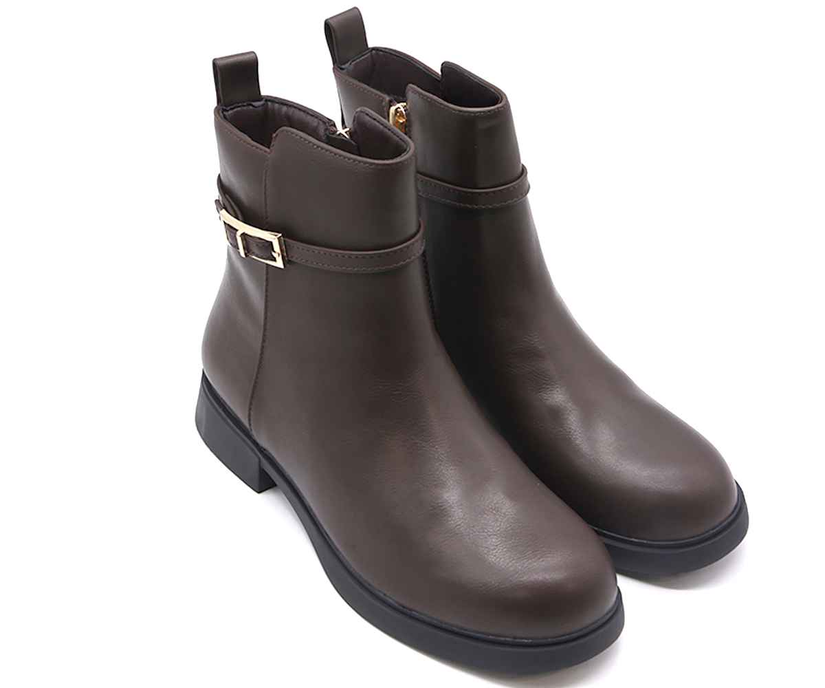 Brown Gold Accent Ankle Boot