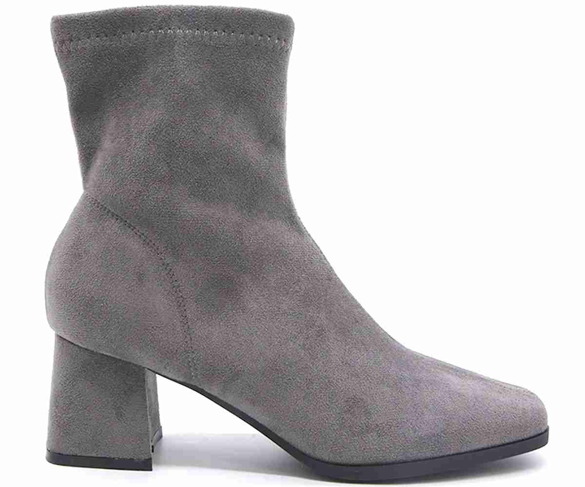 Grey Suede Stretch Booties