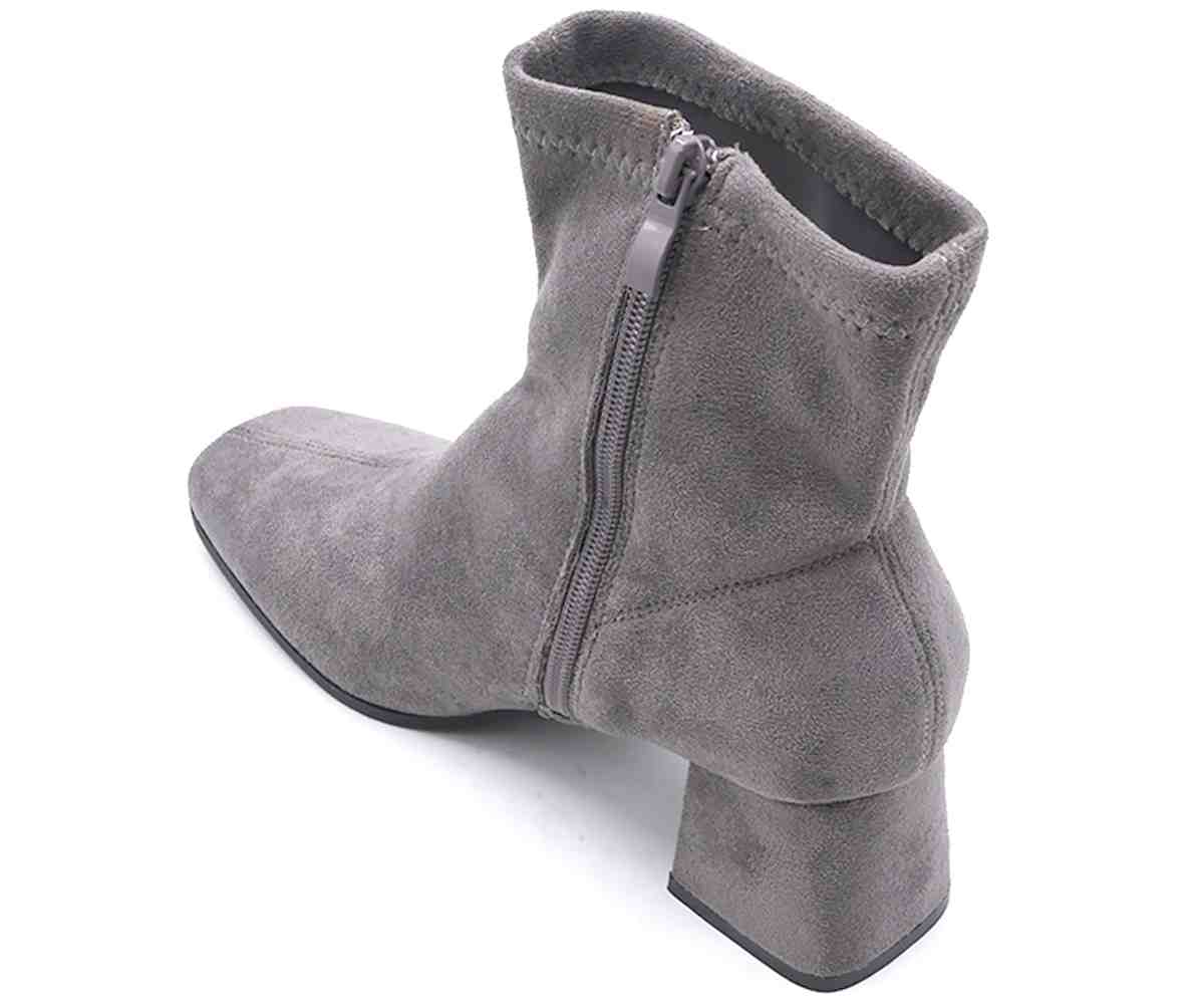 Grey Suede Stretch Booties