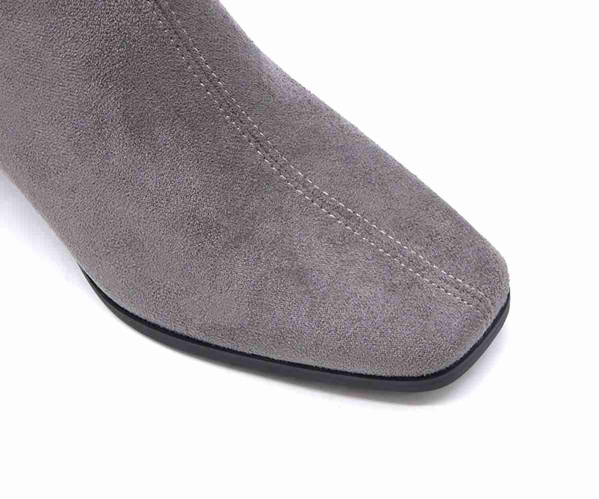 Grey Suede Stretch Booties