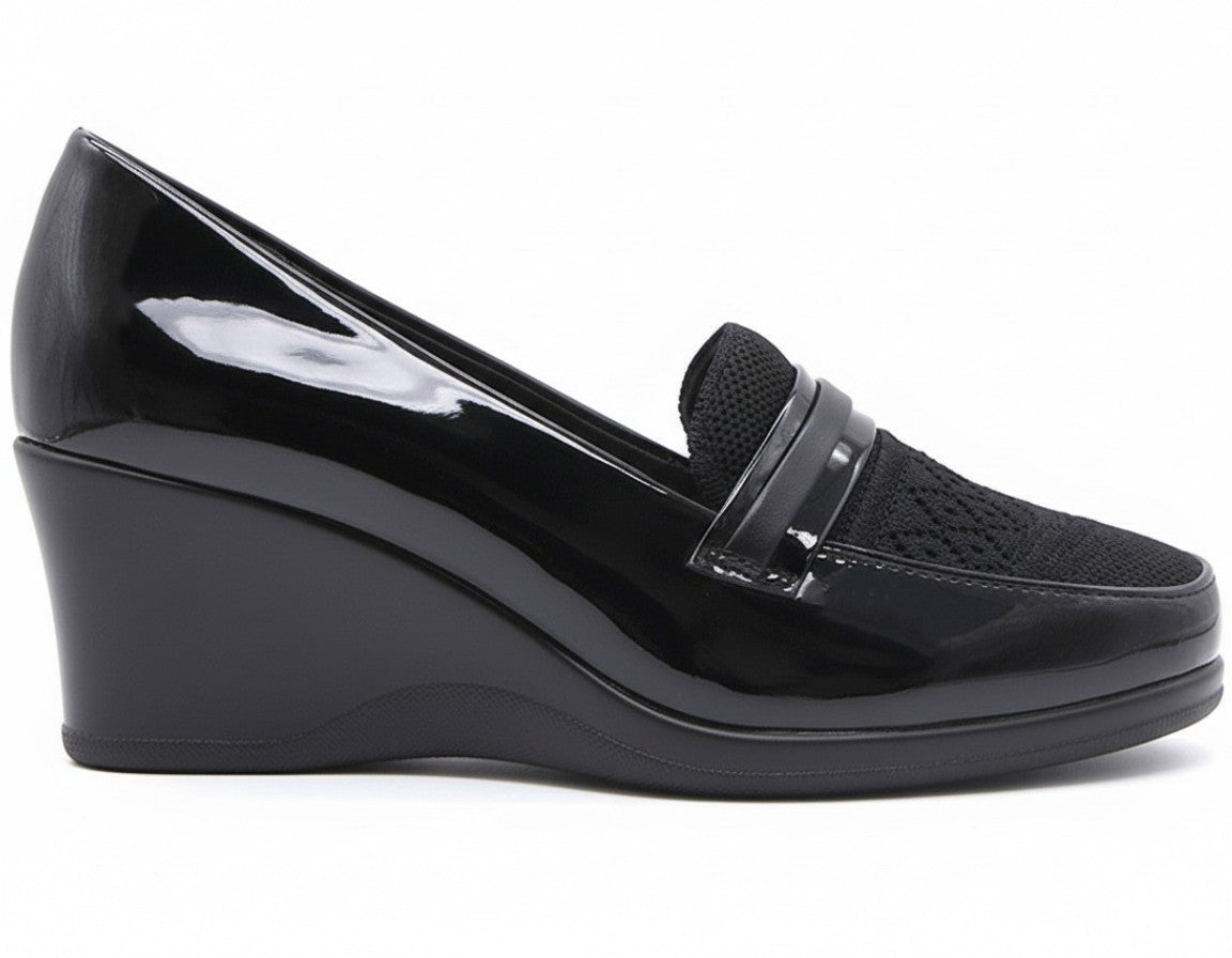 Comfit Black Patent Wedge Loafer