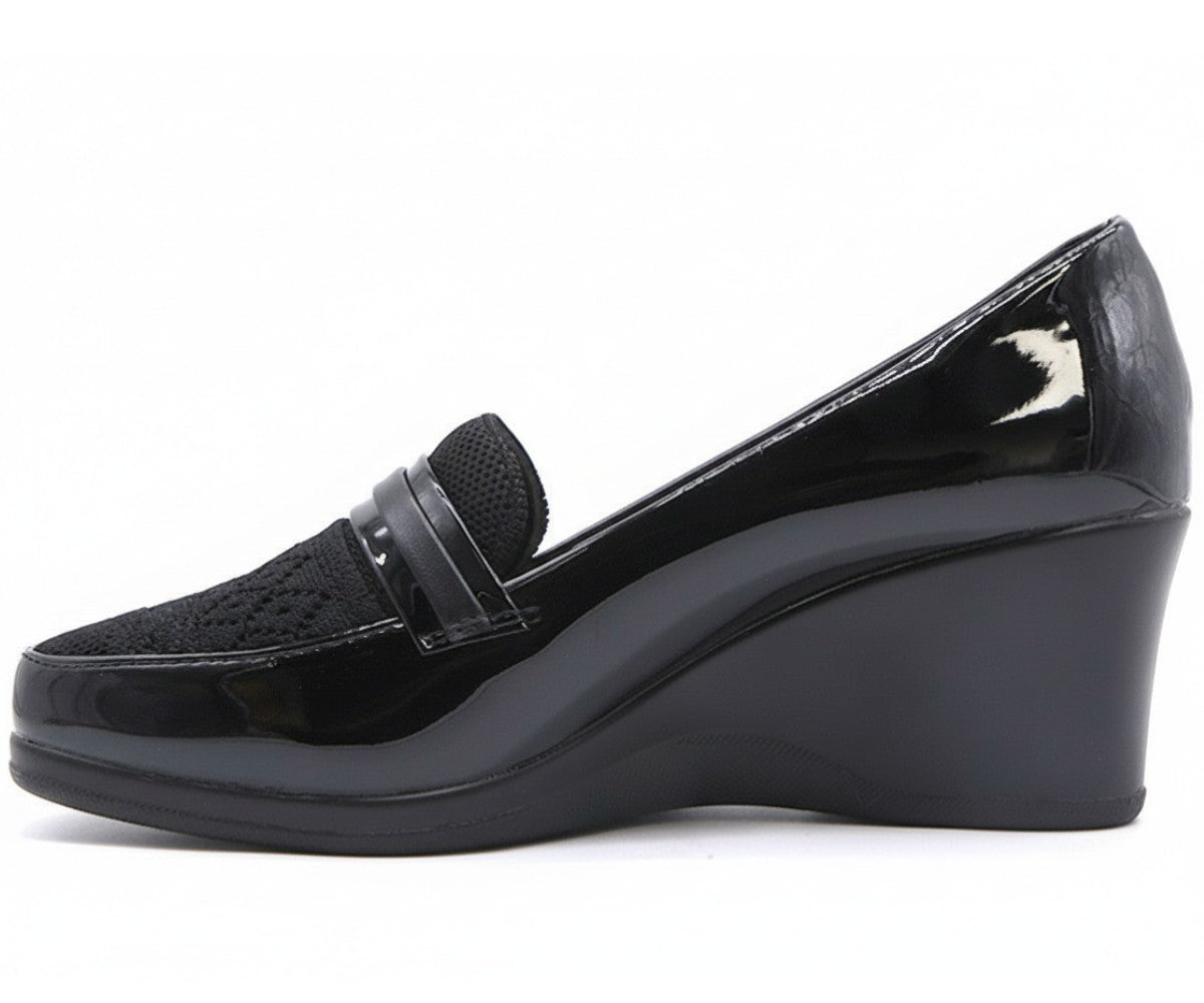 Comfit Black Patent Wedge Loafer