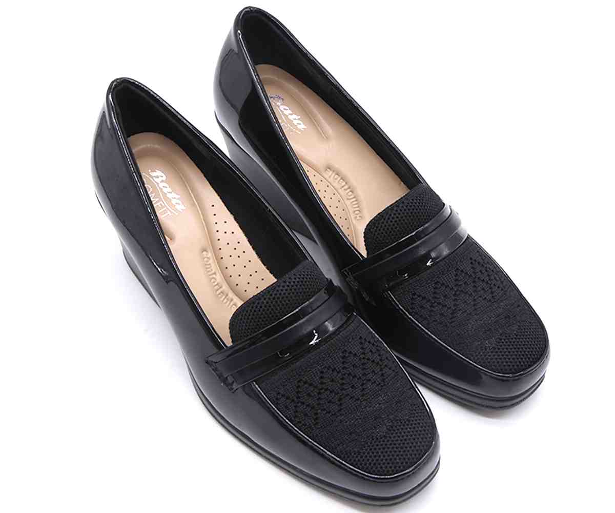 Comfit Black Patent Wedge Loafer