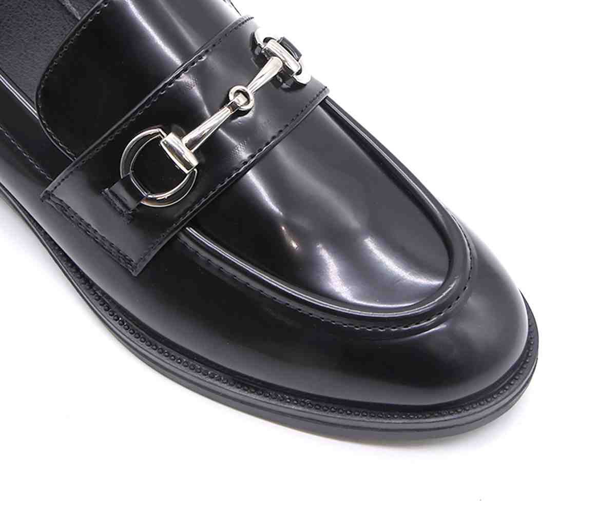 Polished Black Horsebit Loafer