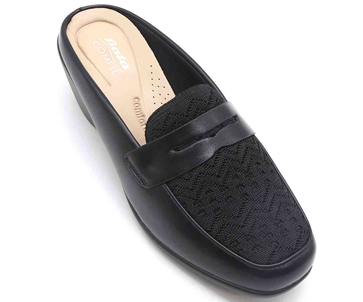 Comfit Wedge Knit-Mix Black Clog