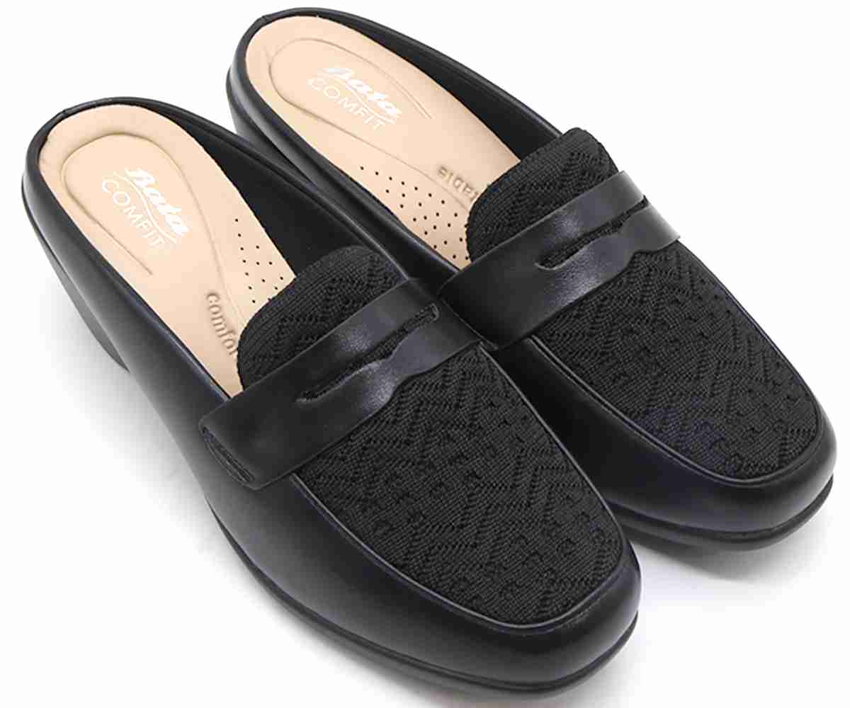 Comfit Wedge Knit-Mix Black Clog