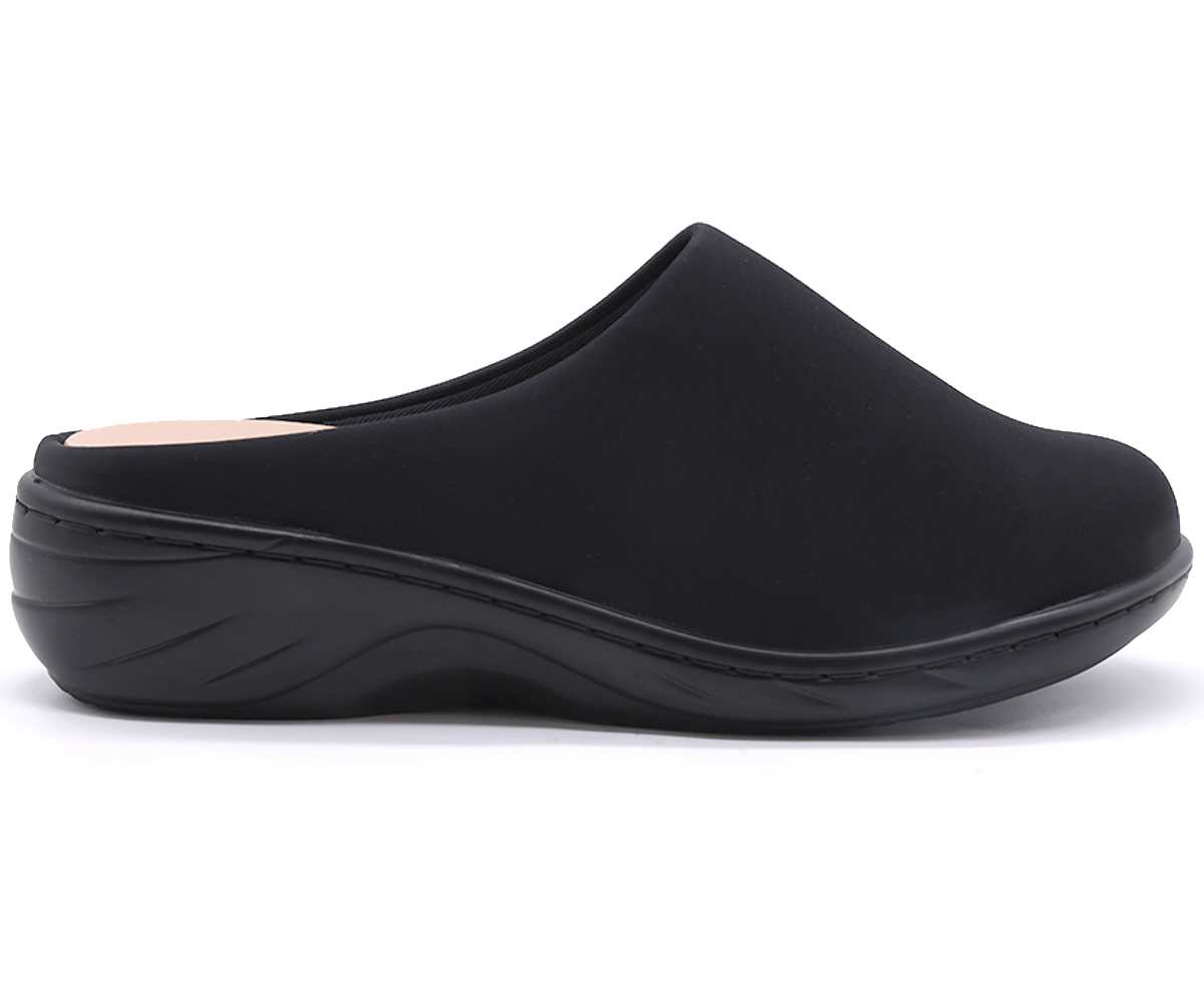 Comfit Wedge Black Satin Clog