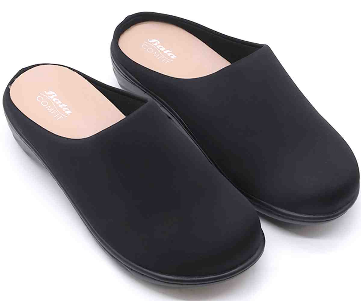 Comfit Wedge Black Satin Clog