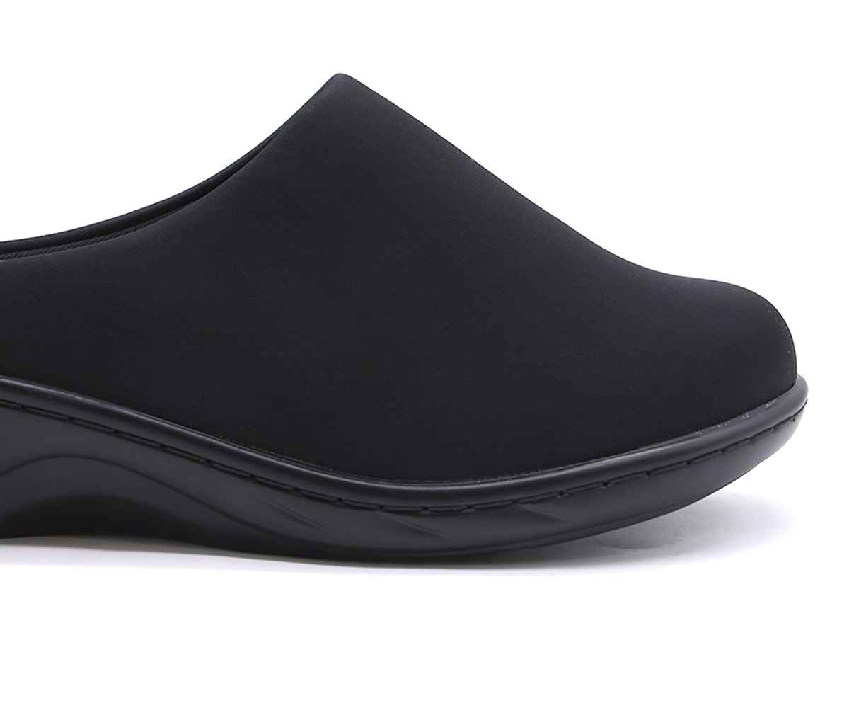 Comfit Wedge Black Satin Clog