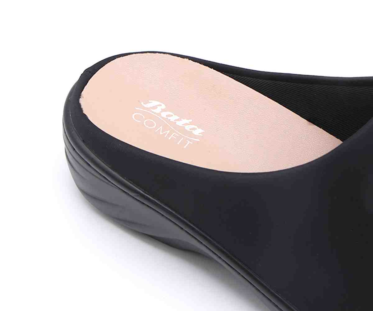 Comfit Wedge Black Satin Clog