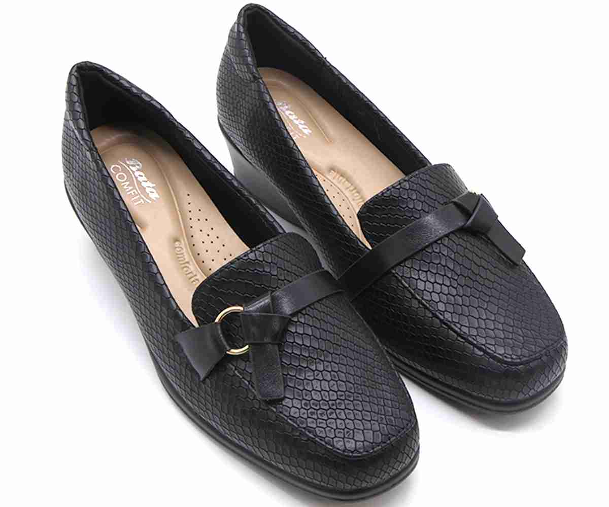 Comfit Black Snake Wedge Loafer