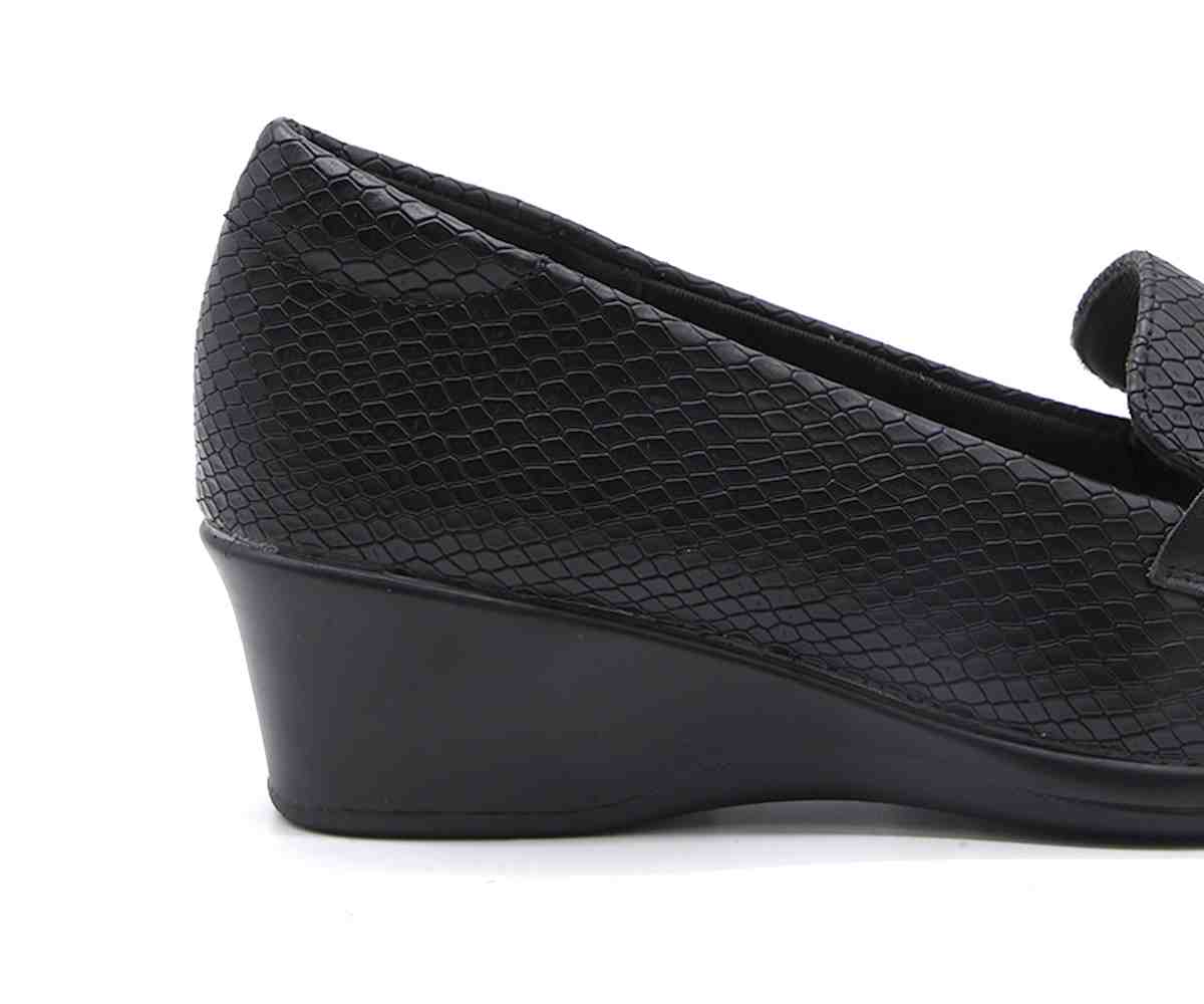 Comfit Black Snake Wedge Loafer