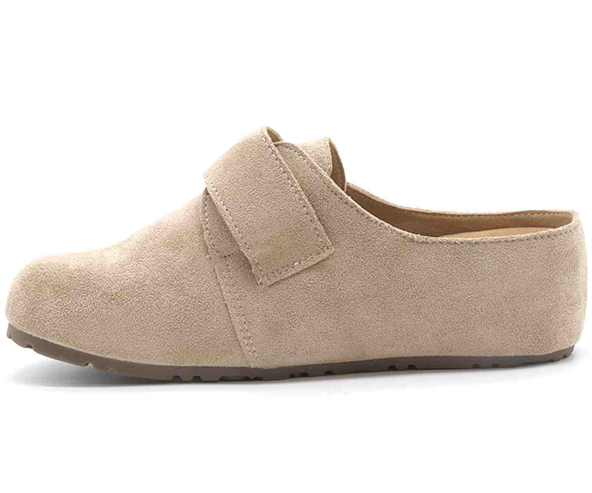 Beige Velcro Suede Slide