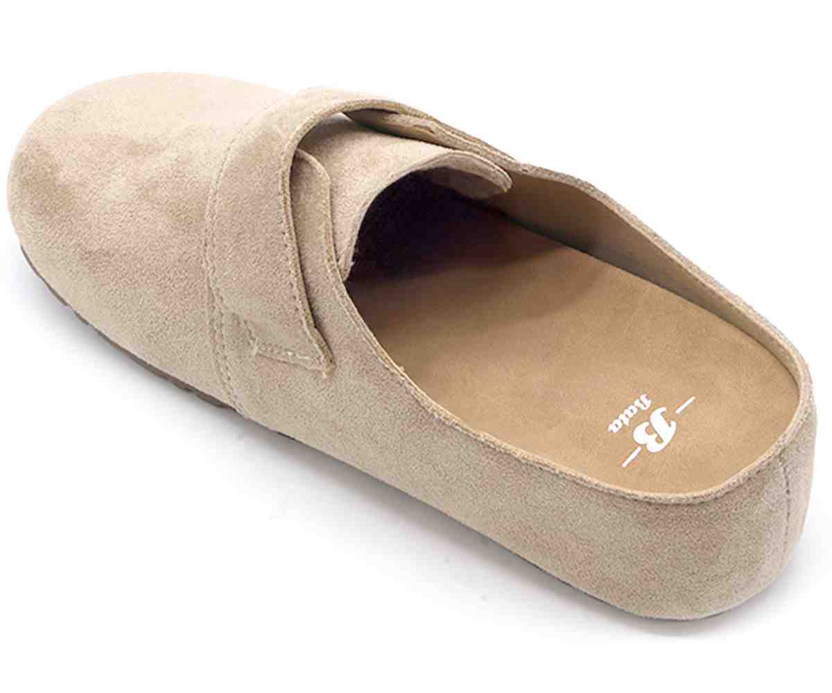 Beige Velcro Suede Slide