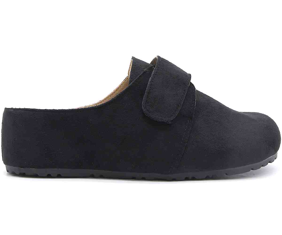 Black Velcro Suede Slide