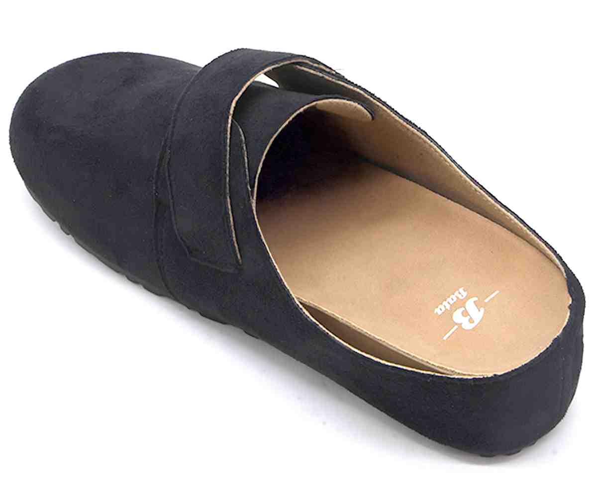 Black Velcro Suede Slide