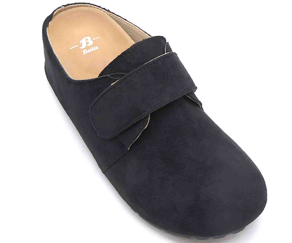 Black Velcro Suede Slide