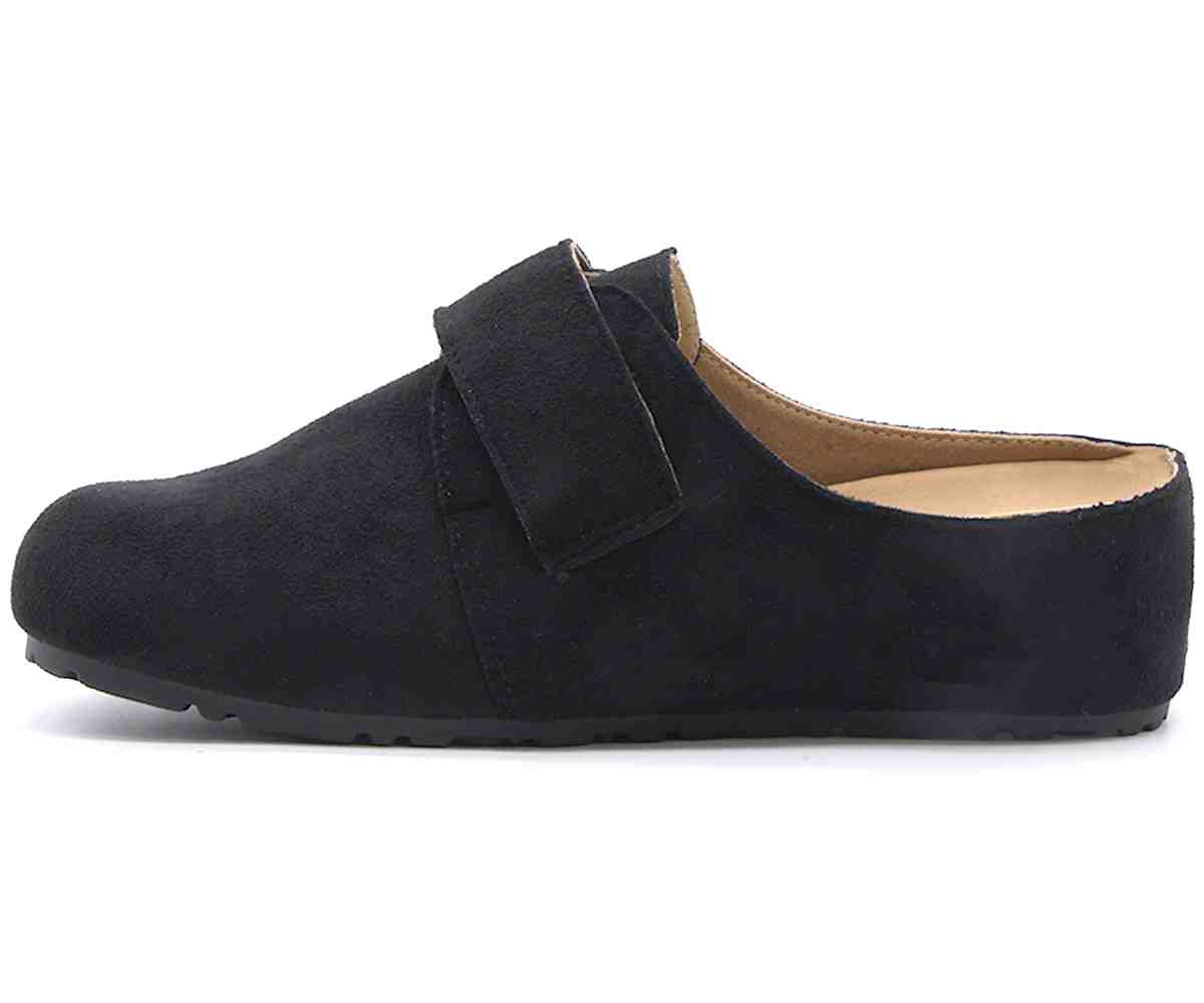 Black Velcro Suede Slide
