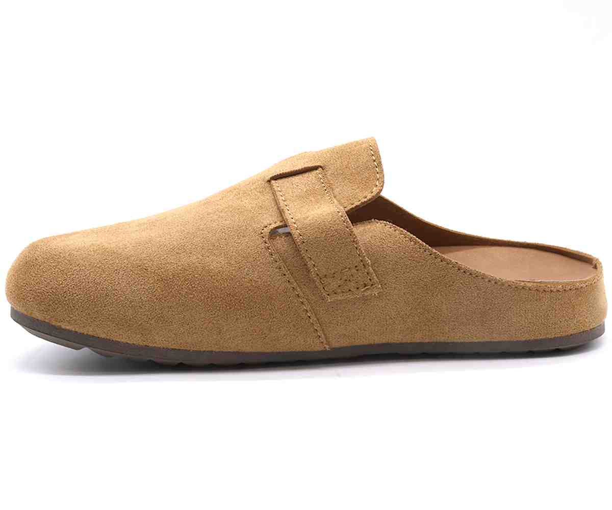 Buckled Camel Suede Slide