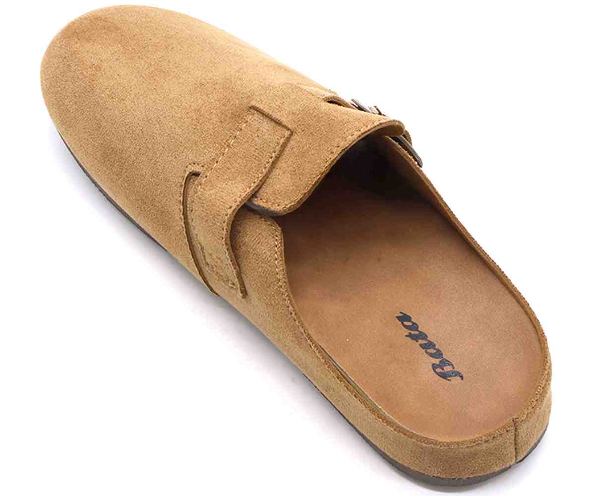 Buckled Camel Suede Slide