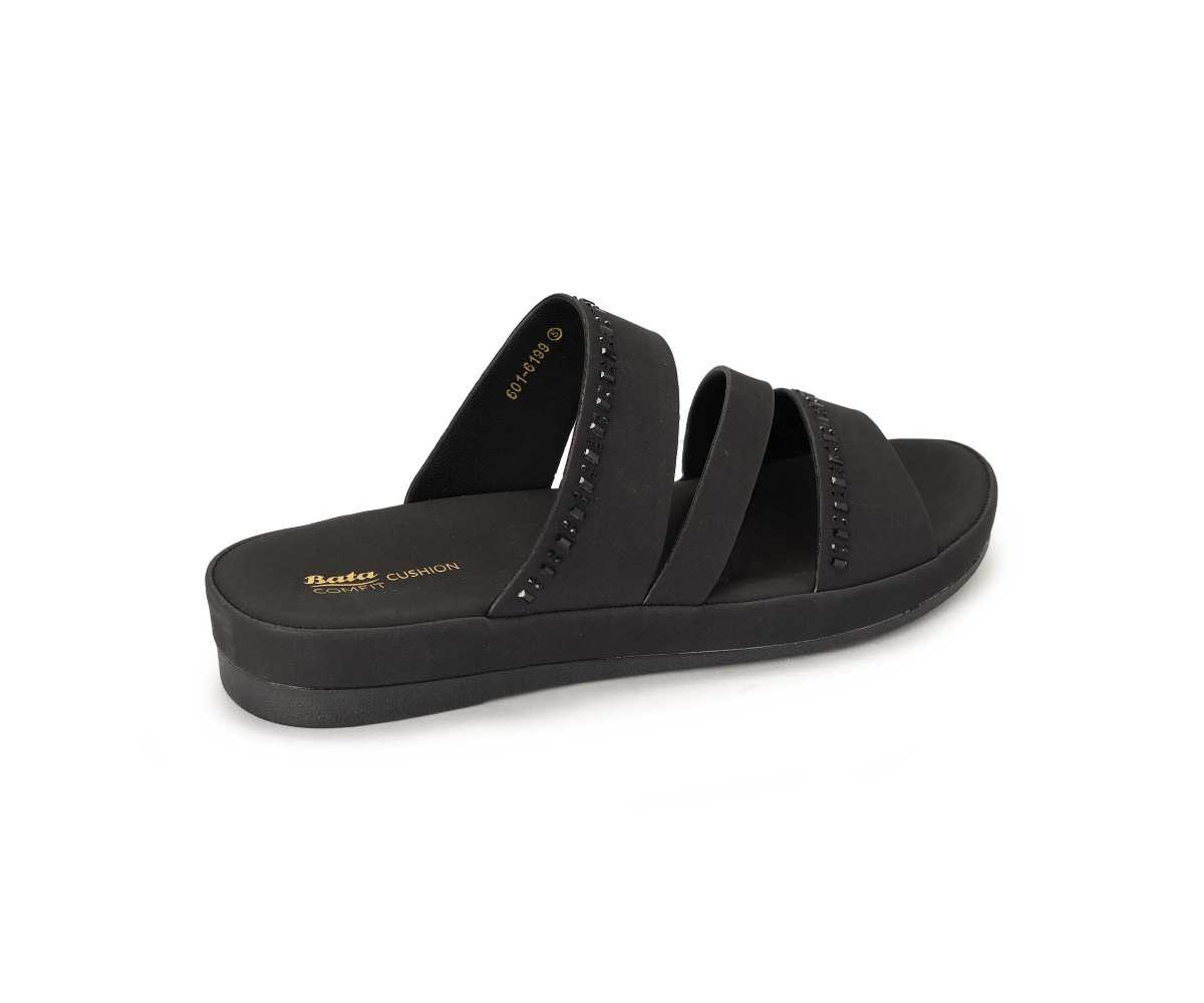 Comfit Black Cross Strap Slide