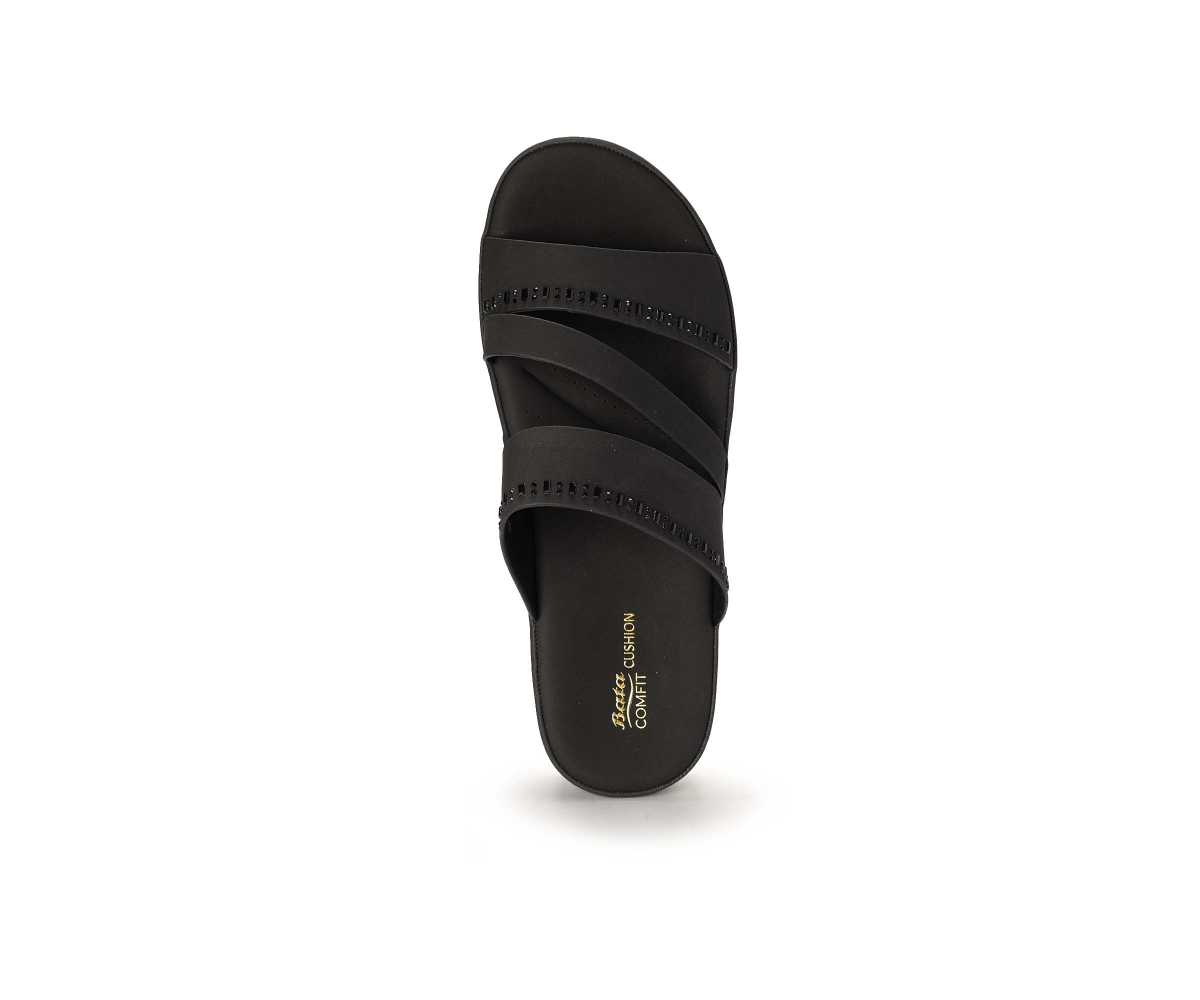 Comfit Black Cross Strap Slide